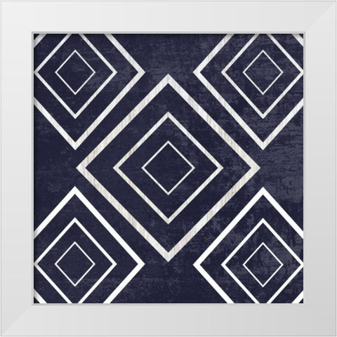 Indigo Geometrical Gem 3 White Modern Wood Framed Art Print by Lewis, Sheldon