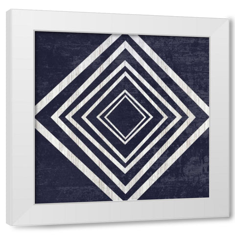 Indigo Geometrical Gem 4 White Modern Wood Framed Art Print by Lewis, Sheldon
