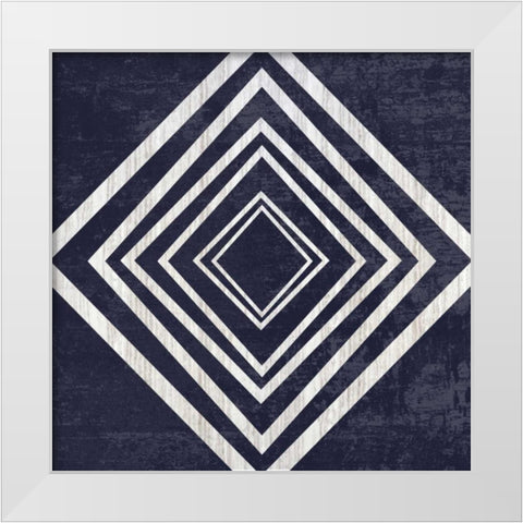 Indigo Geometrical Gem 4 White Modern Wood Framed Art Print by Lewis, Sheldon