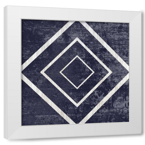 Indigo Geometrical Gem 5 White Modern Wood Framed Art Print by Lewis, Sheldon