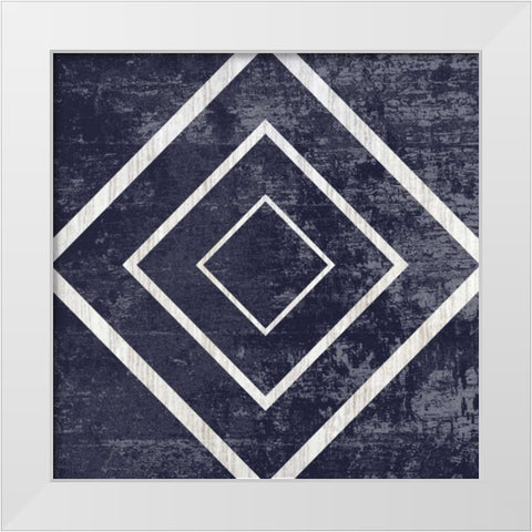 Indigo Geometrical Gem 5 White Modern Wood Framed Art Print by Lewis, Sheldon