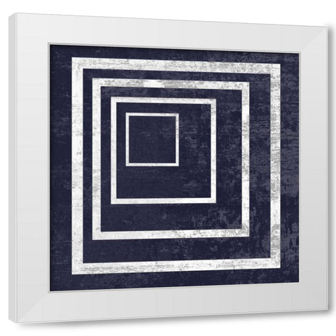 Indigo And White Dimension White Modern Wood Framed Art Print by Lewis, Sheldon