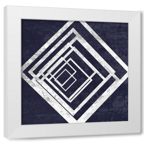 Indigo And White Escape White Modern Wood Framed Art Print by Lewis, Sheldon