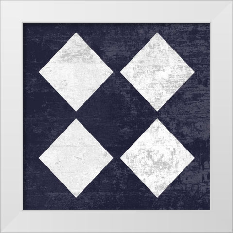 Indigo And White Diamond Mine White Modern Wood Framed Art Print by Lewis, Sheldon