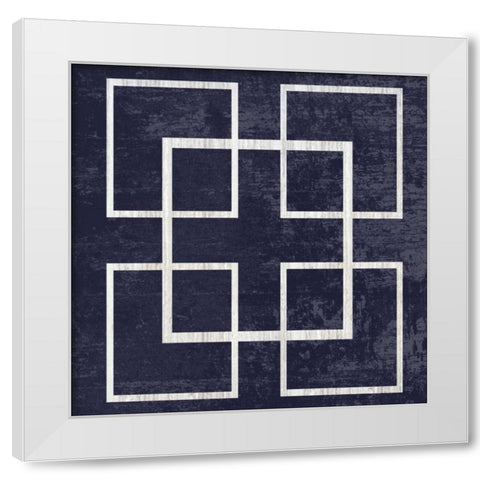 Indigo And White City Square White Modern Wood Framed Art Print by Lewis, Sheldon