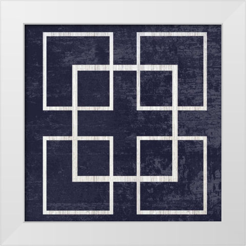 Indigo And White City Square White Modern Wood Framed Art Print by Lewis, Sheldon