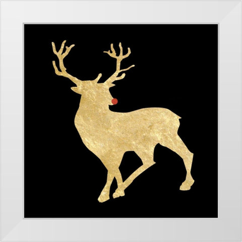 Run Run Rudolph White Modern Wood Framed Art Print by Lewis, Sheldon