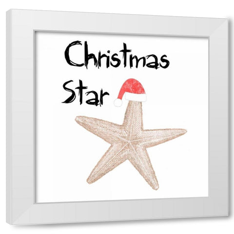 Christmas Starfish White Modern Wood Framed Art Print by Lewis, Sheldon