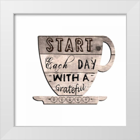 Cup Of Coffee White Modern Wood Framed Art Print by Lewis, Sheldon