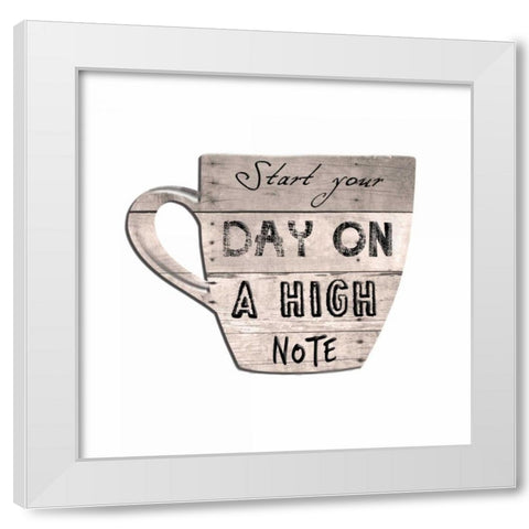 High Note Coffee White Modern Wood Framed Art Print by Lewis, Sheldon