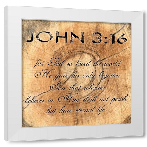 John 3-16 White Modern Wood Framed Art Print by Lewis, Sheldon