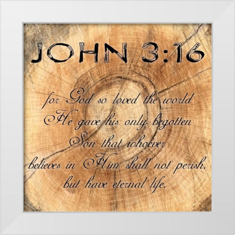 John 3-16 White Modern Wood Framed Art Print by Lewis, Sheldon