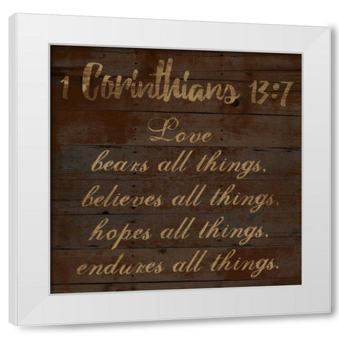 Corinthians 13-7 White Modern Wood Framed Art Print by Lewis, Sheldon