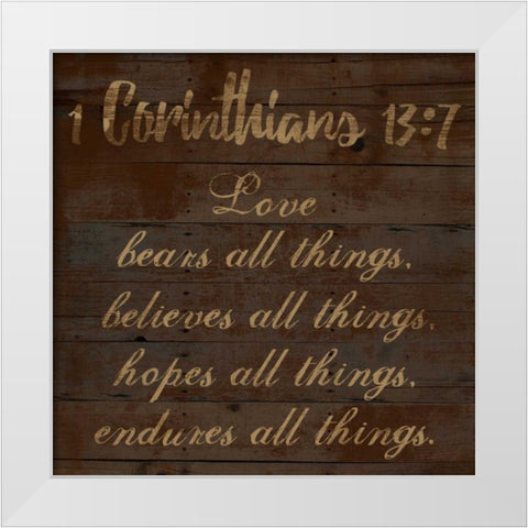 Corinthians 13-7 White Modern Wood Framed Art Print by Lewis, Sheldon
