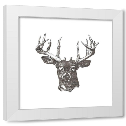 Big Buck White Modern Wood Framed Art Print by Lewis, Sheldon