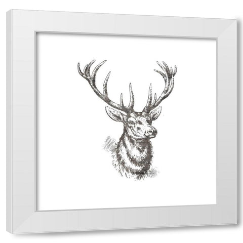 Big Buck 2 White Modern Wood Framed Art Print by Lewis, Sheldon