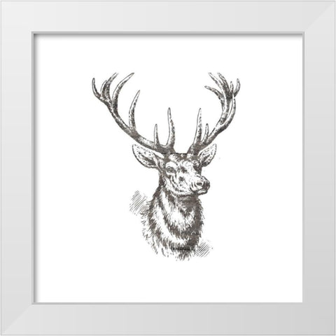 Big Buck 2 White Modern Wood Framed Art Print by Lewis, Sheldon