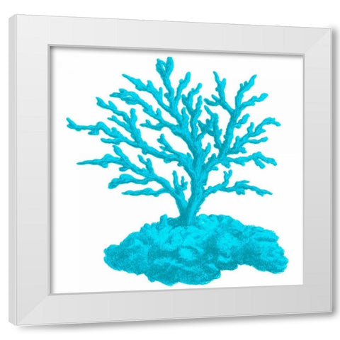 Blue Coral 4 White Modern Wood Framed Art Print by Lewis, Sheldon