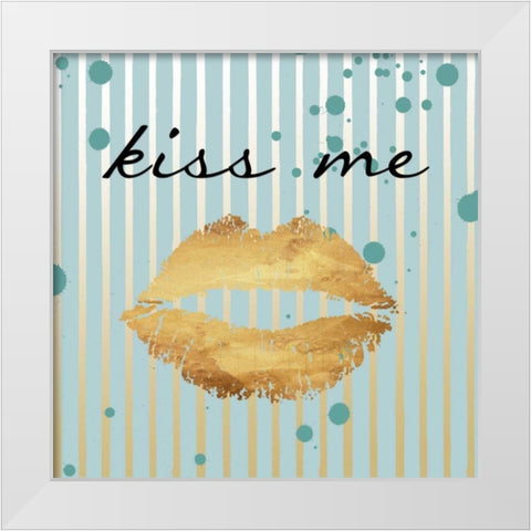 Kiss White Modern Wood Framed Art Print by Lewis, Sheldon
