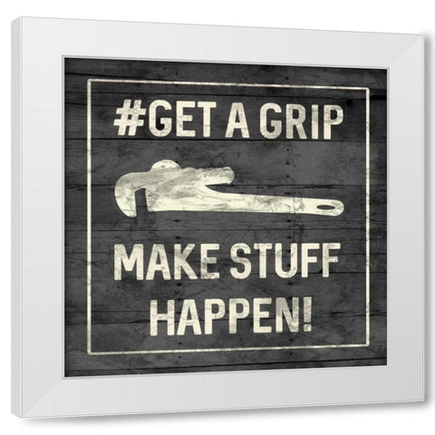 Get A Grip White Modern Wood Framed Art Print by Lewis, Sheldon