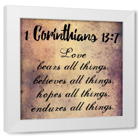 Love Endures All Things White Modern Wood Framed Art Print by Lewis, Sheldon