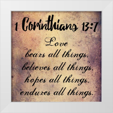Love Endures All Things White Modern Wood Framed Art Print by Lewis, Sheldon