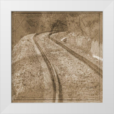 Point A To Point B White Modern Wood Framed Art Print by Lewis, Sheldon