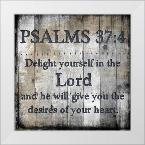 Psalms 37-4 White Modern Wood Framed Art Print by Lewis, Sheldon