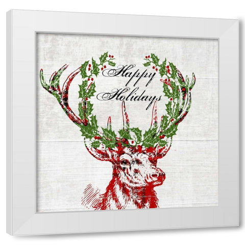 Hello Deer 3 White Modern Wood Framed Art Print by Lewis, Sheldon