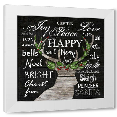 Oh Deer Typography White Modern Wood Framed Art Print by Lewis, Sheldon