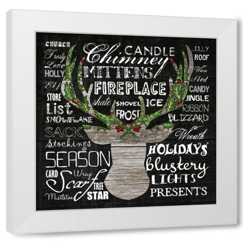 Oh Deer Typography 2 White Modern Wood Framed Art Print by Lewis, Sheldon