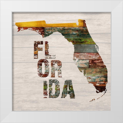 Florida Map White Modern Wood Framed Art Print by Lewis, Sheldon