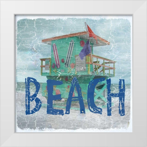 Beach Florida White Modern Wood Framed Art Print by Lewis, Sheldon