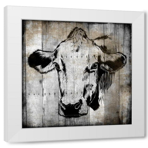 Bull Headed White Modern Wood Framed Art Print by Lewis, Sheldon