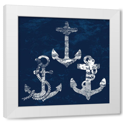 Anchor At The Coast White Modern Wood Framed Art Print by Lewis, Sheldon
