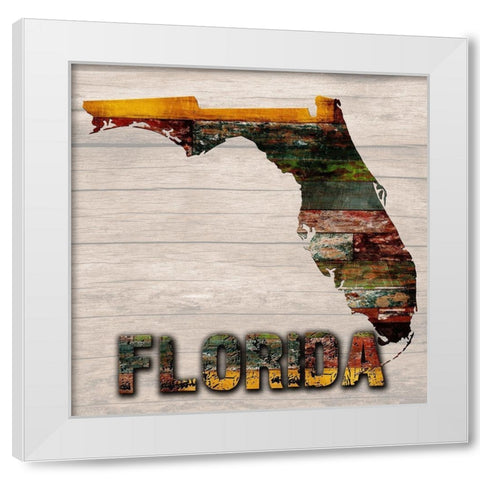 Florida Wooden Map White Modern Wood Framed Art Print by Lewis, Sheldon