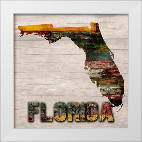 Florida Wooden Map White Modern Wood Framed Art Print by Lewis, Sheldon