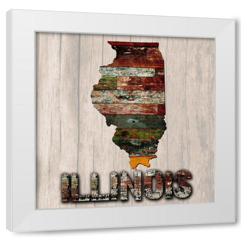 Illionis Wooden Map White Modern Wood Framed Art Print by Lewis, Sheldon