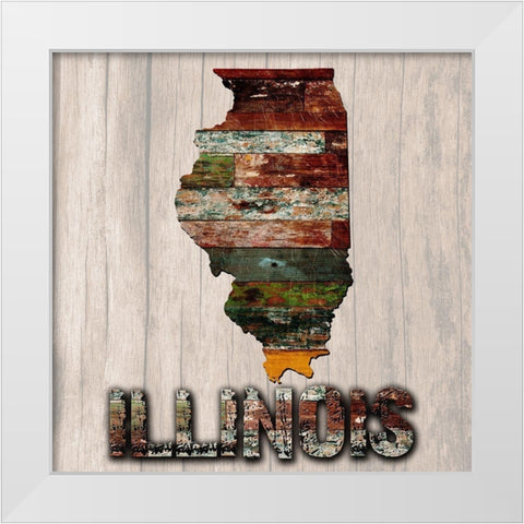 Illionis Wooden Map White Modern Wood Framed Art Print by Lewis, Sheldon