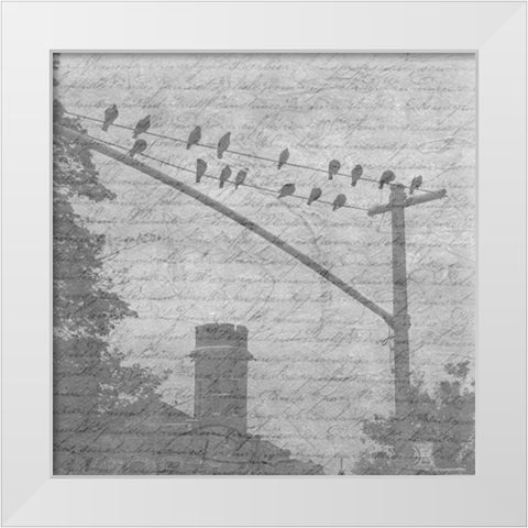 Birds In The Brooklyn Sky White Modern Wood Framed Art Print by Lewis, Sheldon