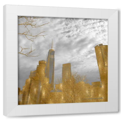 Golden New York White Modern Wood Framed Art Print by Lewis, Sheldon