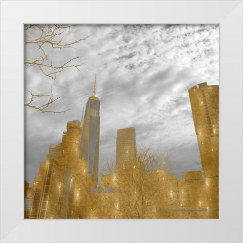 Golden New York White Modern Wood Framed Art Print by Lewis, Sheldon