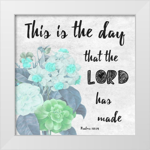 This Is The Day White Modern Wood Framed Art Print by Lewis, Sheldon