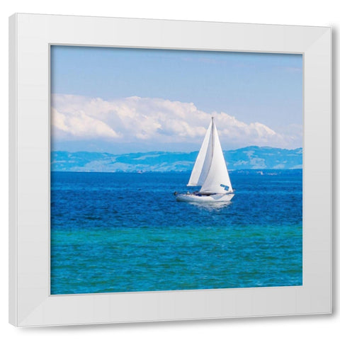 Morning At The Coast 1 White Modern Wood Framed Art Print by Lewis, Sheldon