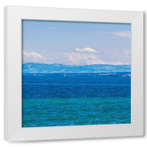 Evening At The Coast White Modern Wood Framed Art Print by Lewis, Sheldon