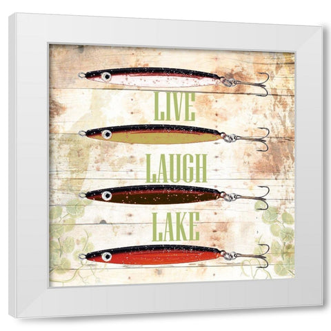 Live Laugh Lake White Modern Wood Framed Art Print by Lewis, Sheldon