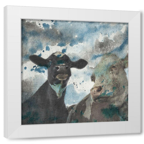 Moo Moo Friends White Modern Wood Framed Art Print by Lewis, Sheldon