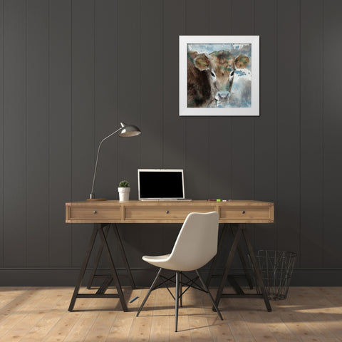 Moo Ami White Modern Wood Framed Art Print by Lewis, Sheldon