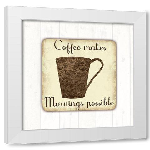 Coffee Power White Modern Wood Framed Art Print by Lewis, Sheldon