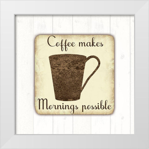 Coffee Power White Modern Wood Framed Art Print by Lewis, Sheldon
